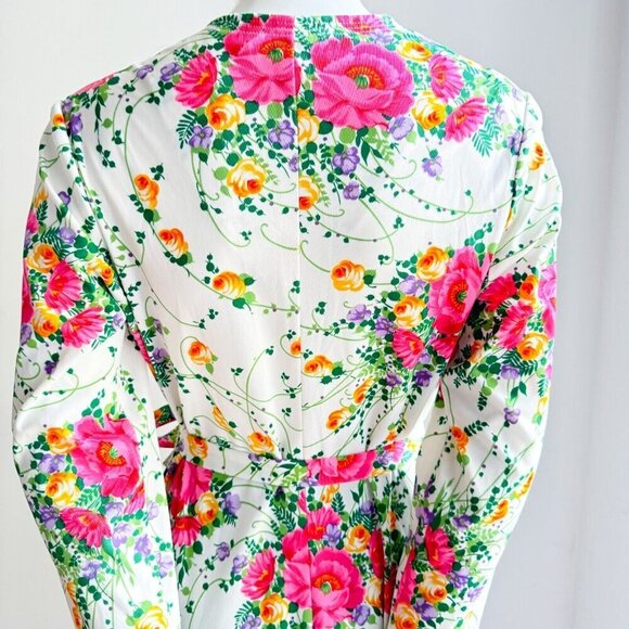 Vintage Matti of Lynne Colourful Floral Long Sleeve Maxi Dress S/M - Picture 5 of 6